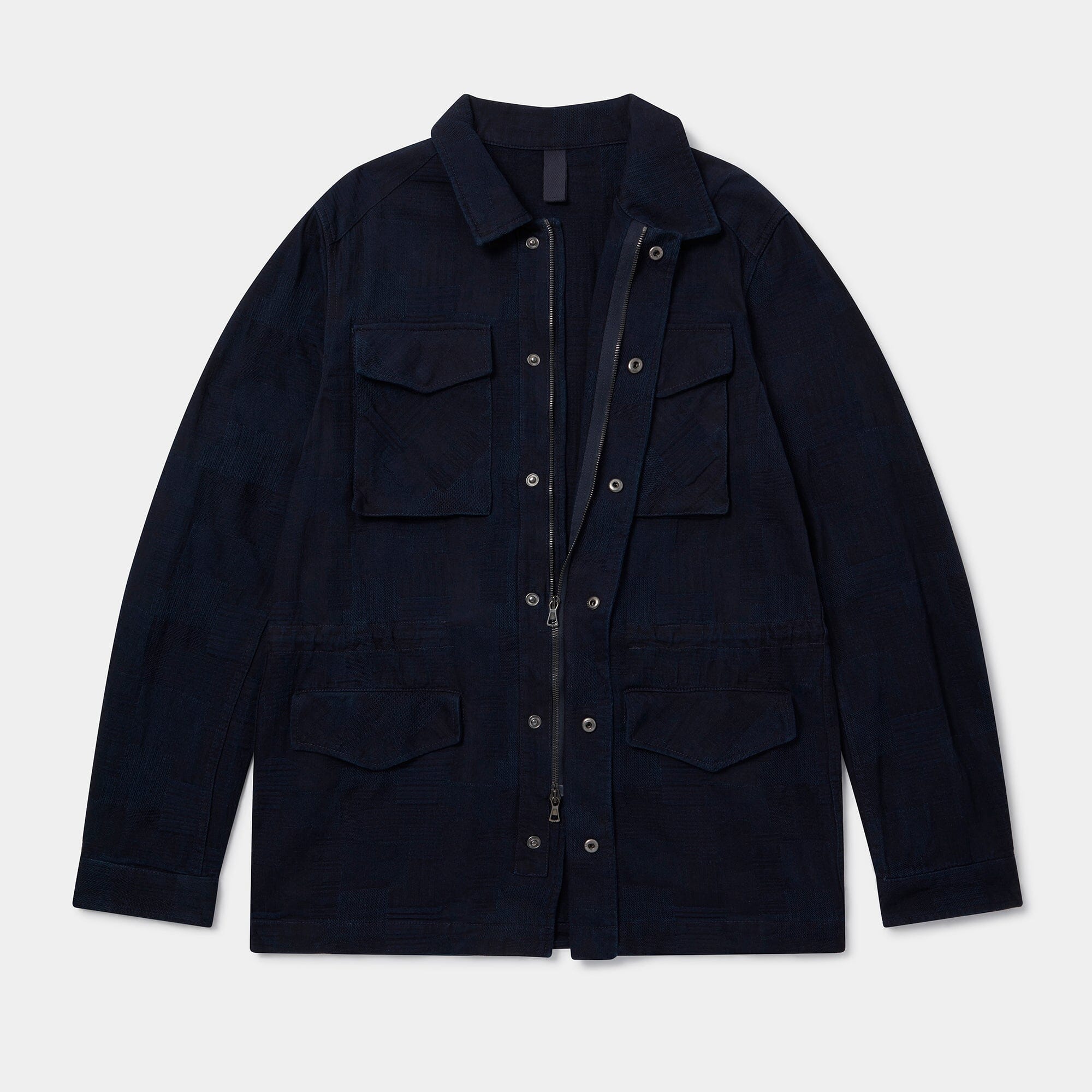 Indigo Jacquard Field Jacket (Indigo) Jackets HAWKSMILL DENIM CO