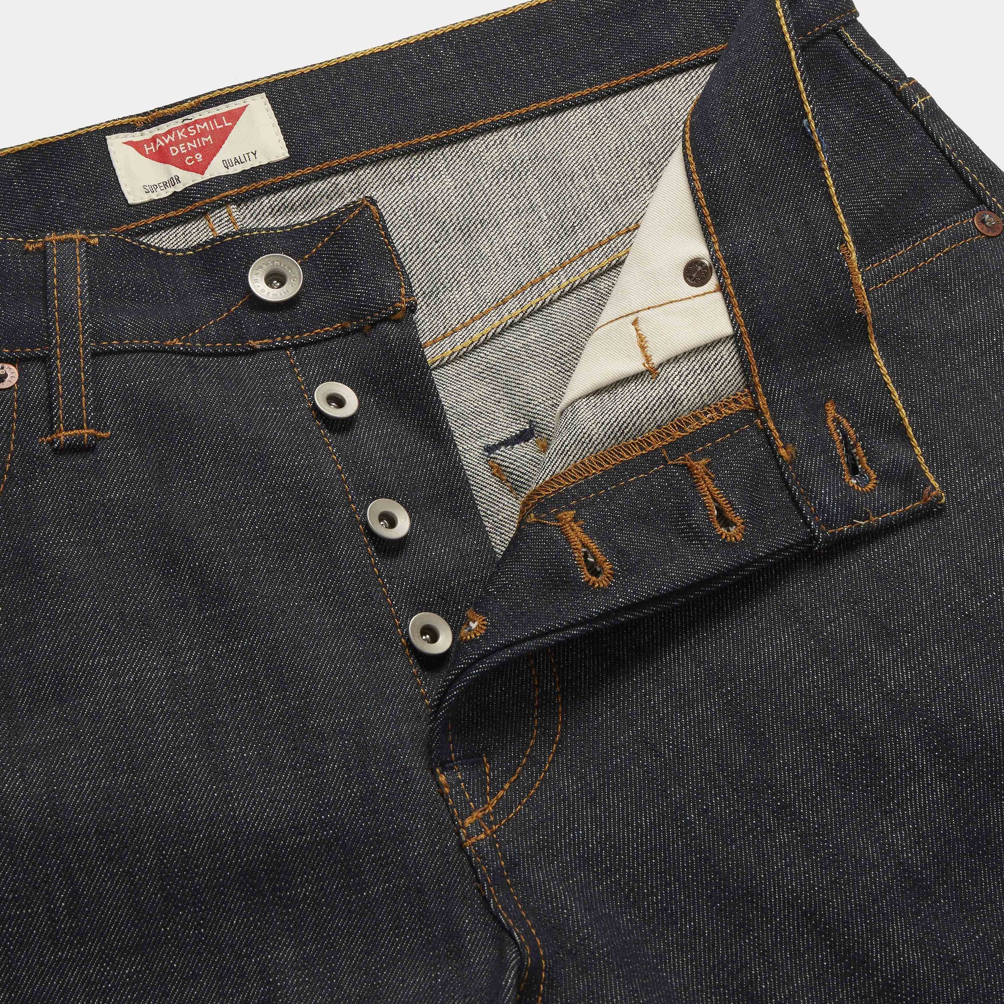 SLIM TAPERED 14.5oz ORANGE LISTED ORGANIC SELVEDGE JEANS jean HAWKSMILL DENIM CO