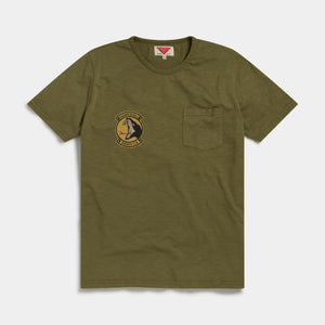 Snake Print Organic Cotton Slub T-shirt (Olive) T-shirts HAWKSMILL DENIM CO