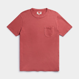 Madder Organic Plant Dyed Pocket T-shirt (muted coral red) T-shirts HAWKSMILL DENIM CO